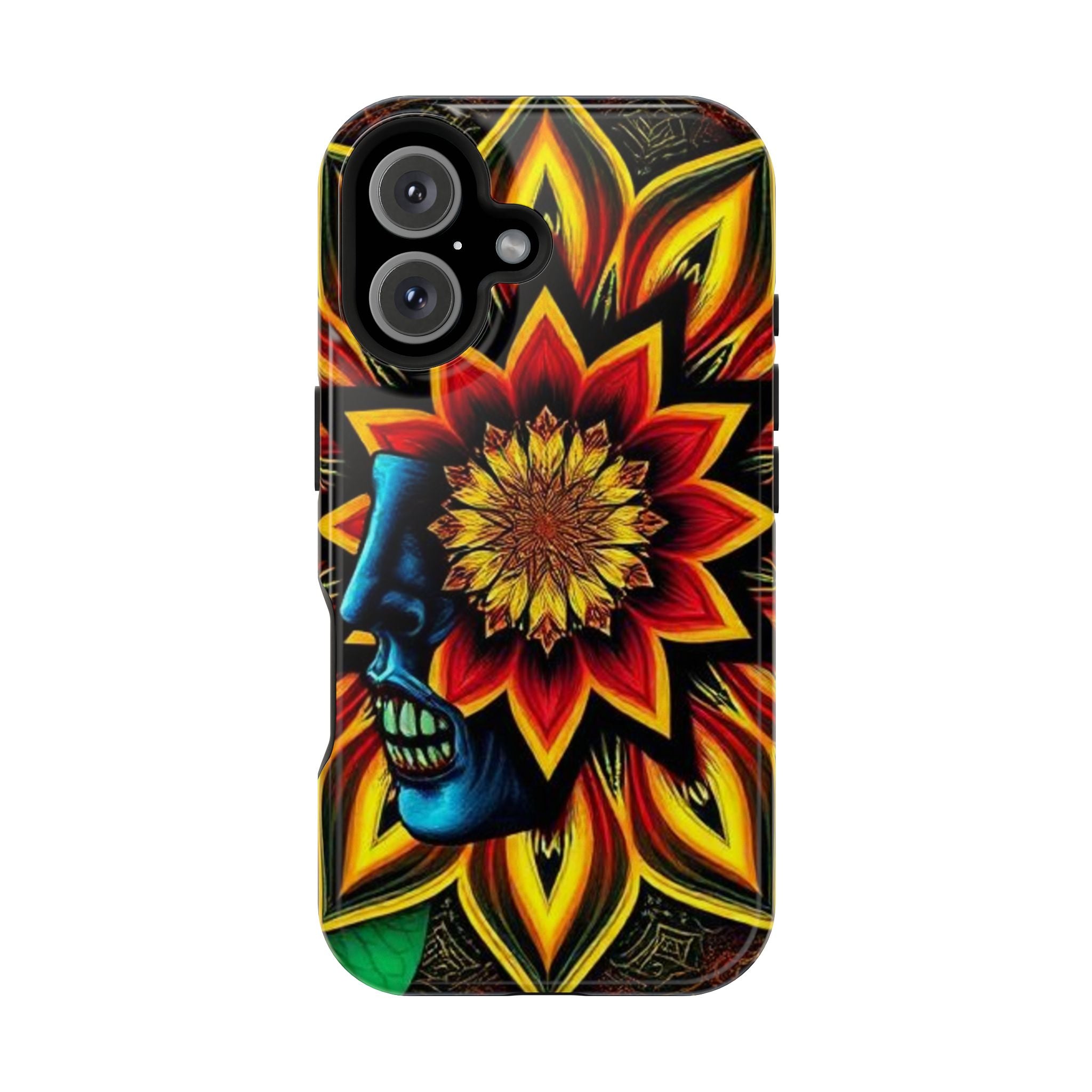 Psychedelic Skull Sunflower Phone Case — Impact-Resistant Magnetic Cover