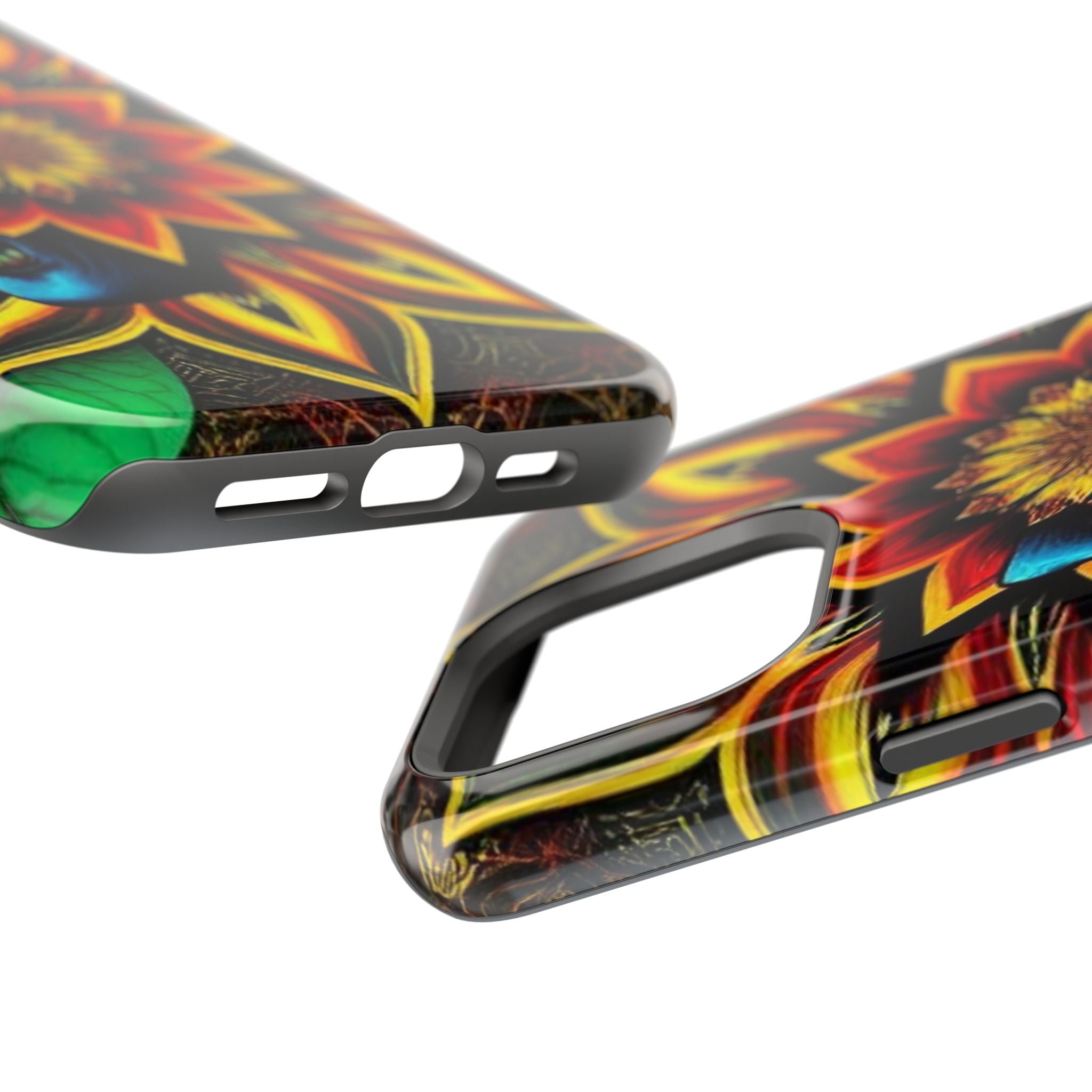 Psychedelic Skull Sunflower Phone Case — Impact-Resistant Magnetic Cover