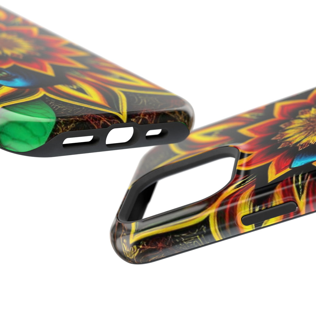 Psychedelic Skull Sunflower Phone Case — Impact-Resistant Magnetic Cover