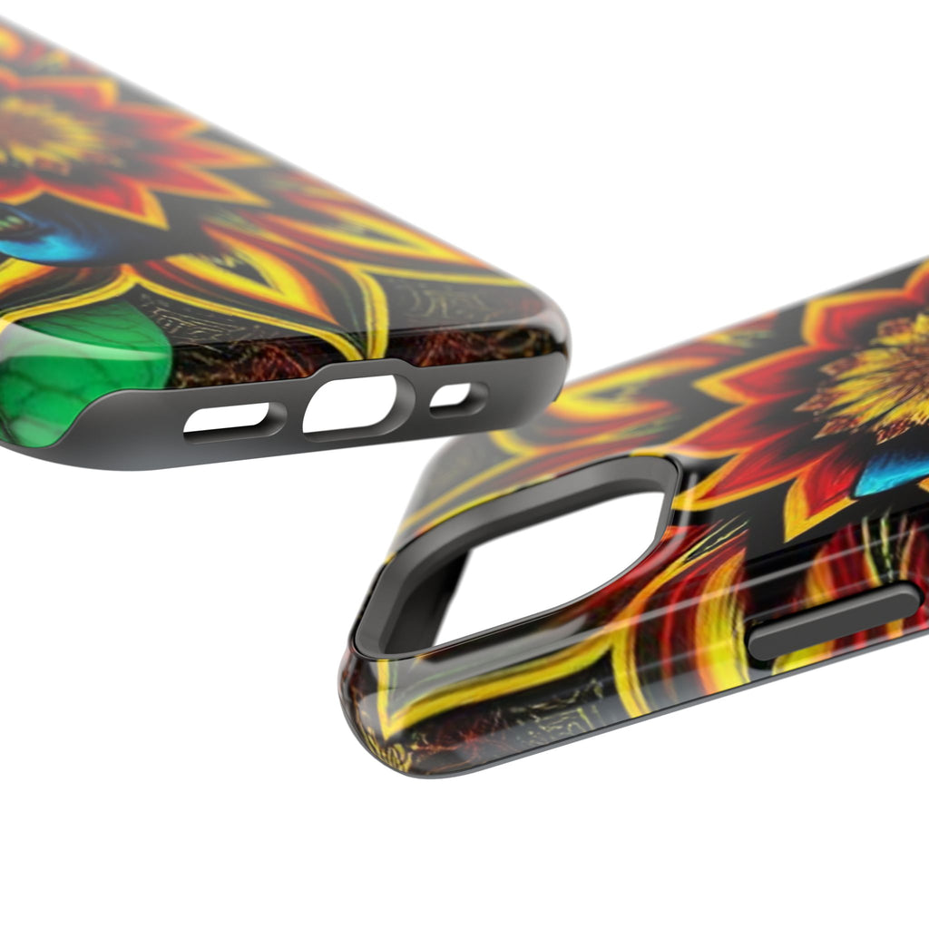 Psychedelic Skull Sunflower Phone Case — Impact-Resistant Magnetic Cover