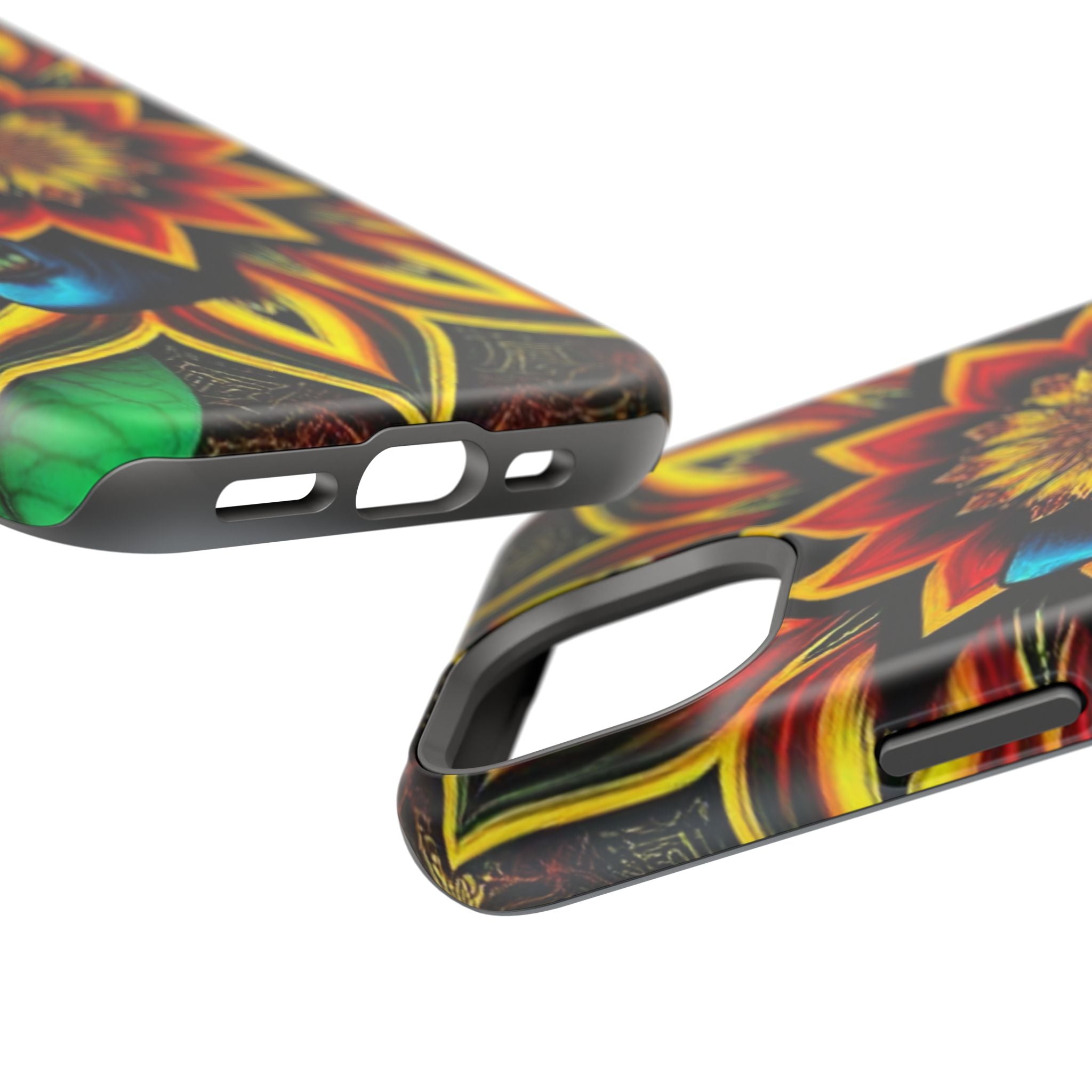 Psychedelic Skull Sunflower Phone Case — Impact-Resistant Magnetic Cover