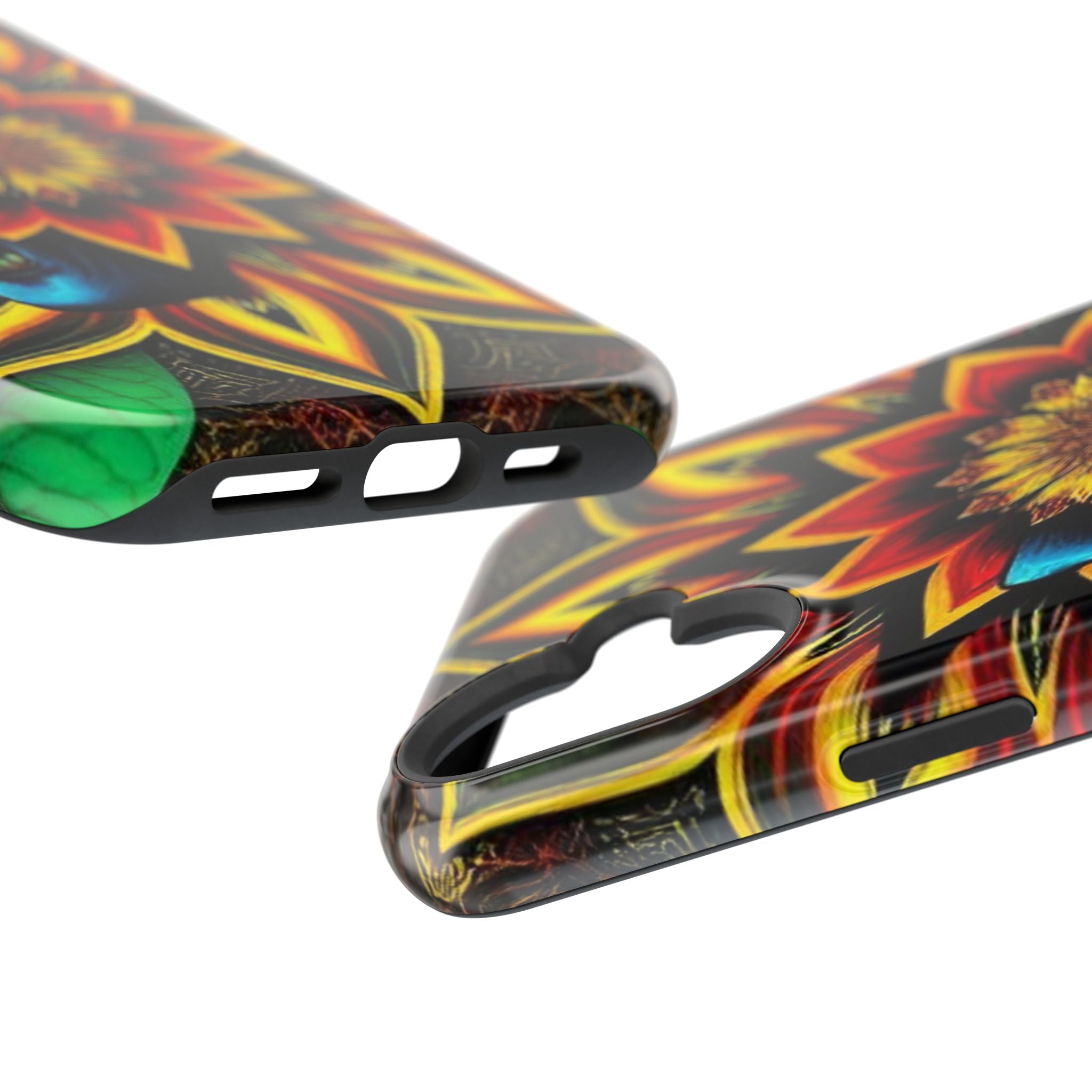 Psychedelic Skull Sunflower Phone Case — Impact-Resistant Magnetic Cover