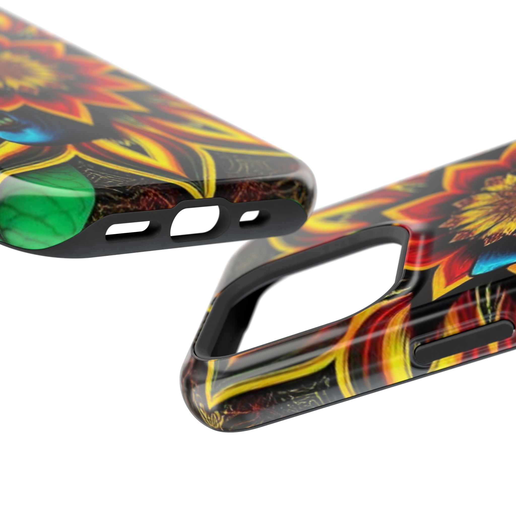 Psychedelic Skull Sunflower Phone Case — Impact-Resistant Magnetic Cover
