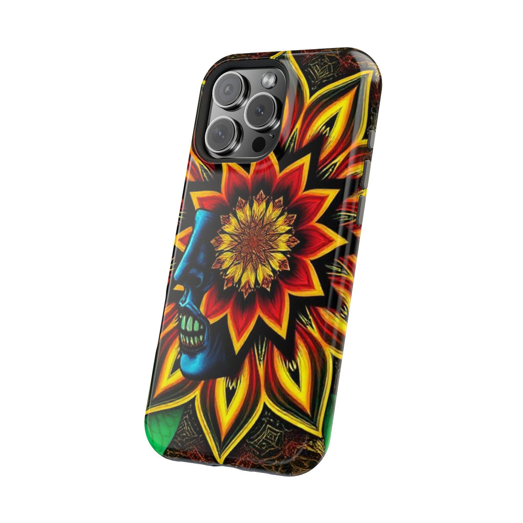 Psychedelic Skull Sunflower Phone Case — Impact-Resistant Magnetic Cover