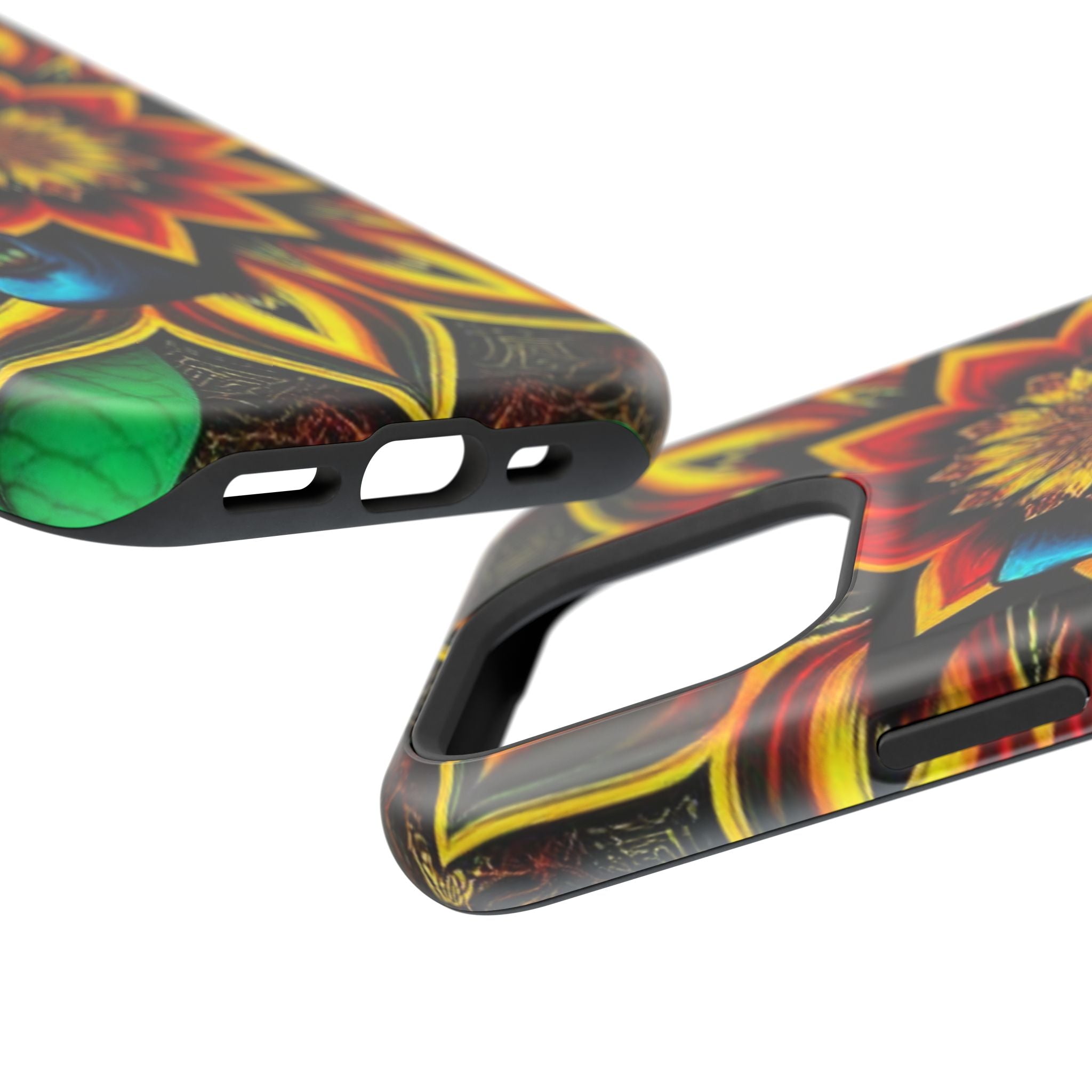 Psychedelic Skull Sunflower Phone Case — Impact-Resistant Magnetic Cover