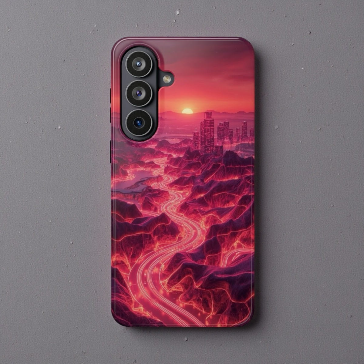 Neon Sunset Cityscape Magnetic Impact-Resistant Phone Case
