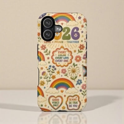 Retro Pride 'Every Color Every Love Every One' Impact-Resistant Magnetic Phone Case