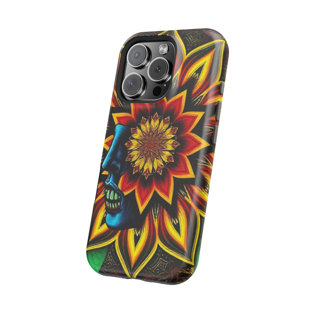 Psychedelic Skull Sunflower Phone Case — Impact-Resistant Magnetic Cover