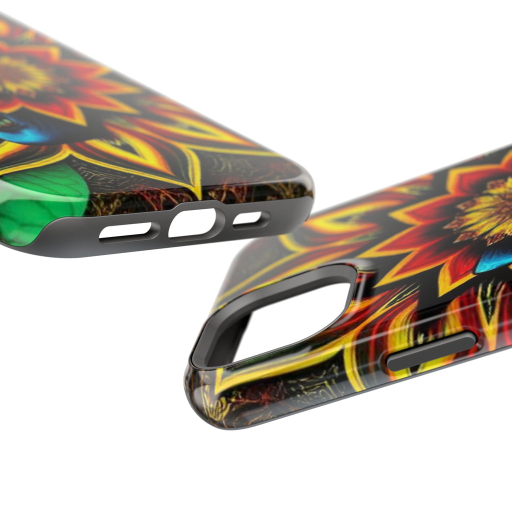 Psychedelic Skull Sunflower Phone Case — Impact-Resistant Magnetic Cover