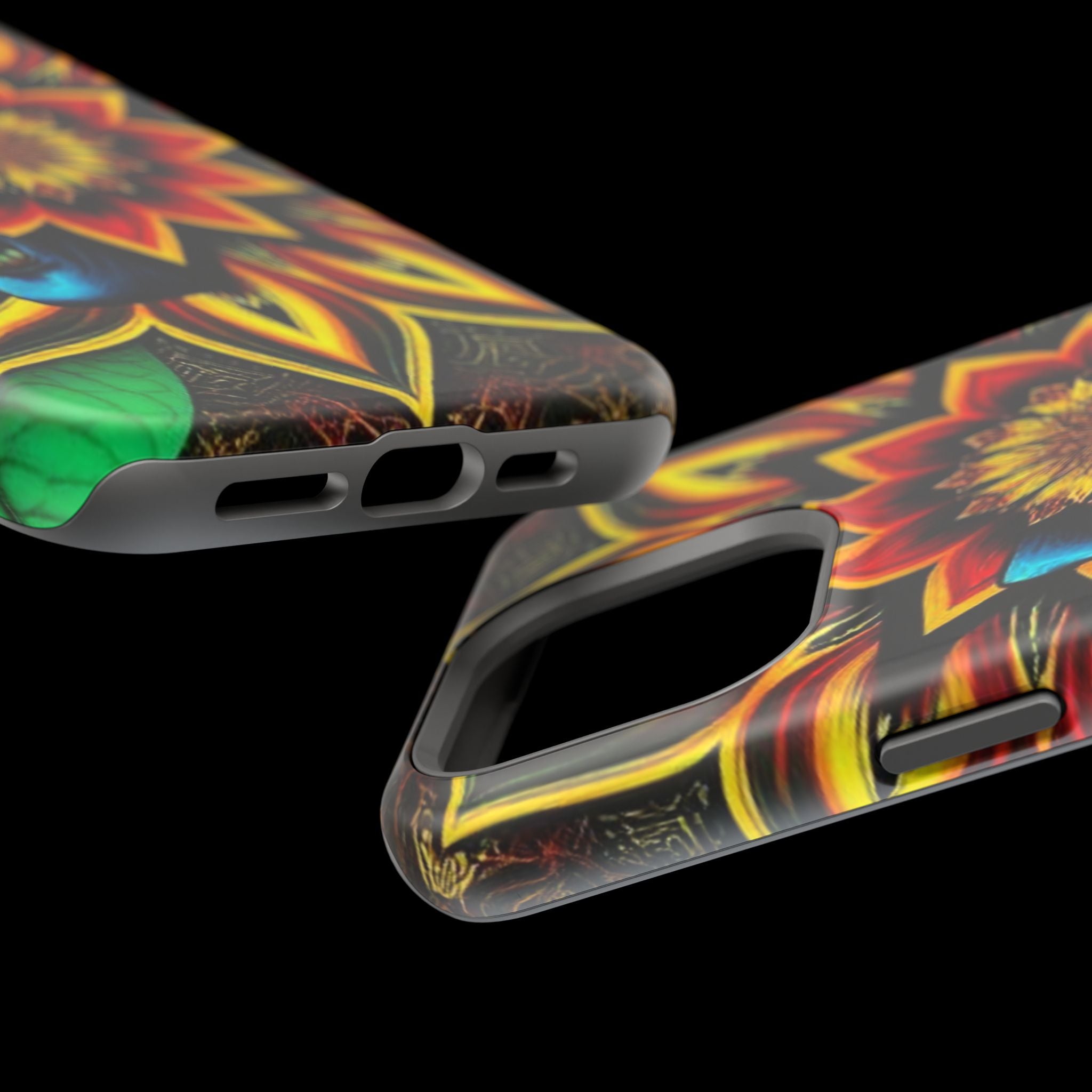 Psychedelic Skull Sunflower Phone Case — Impact-Resistant Magnetic Cover
