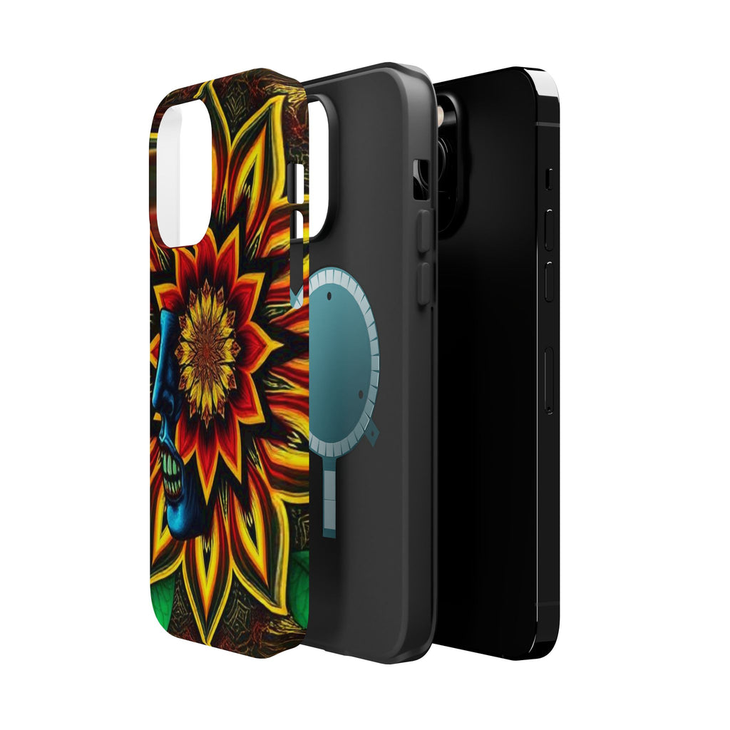 Psychedelic Skull Sunflower Phone Case — Impact-Resistant Magnetic Cover