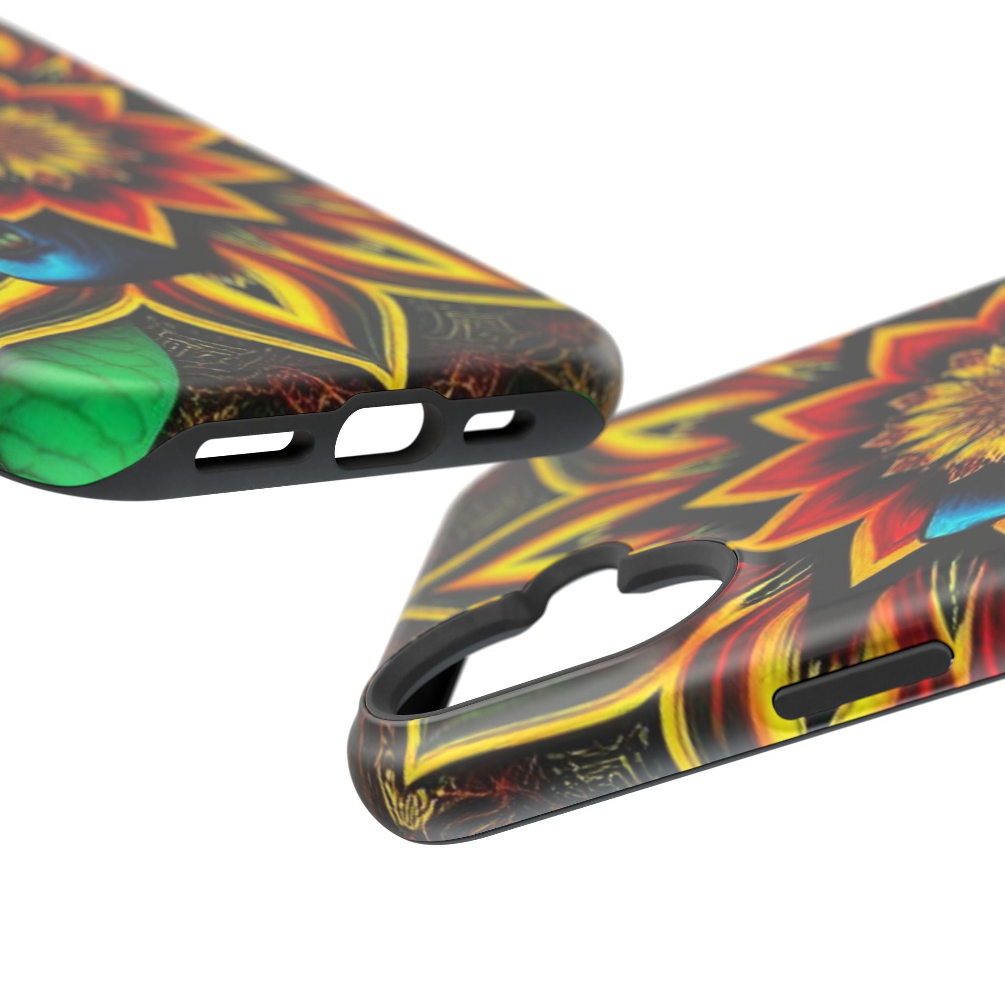 Psychedelic Skull Sunflower Phone Case — Impact-Resistant Magnetic Cover