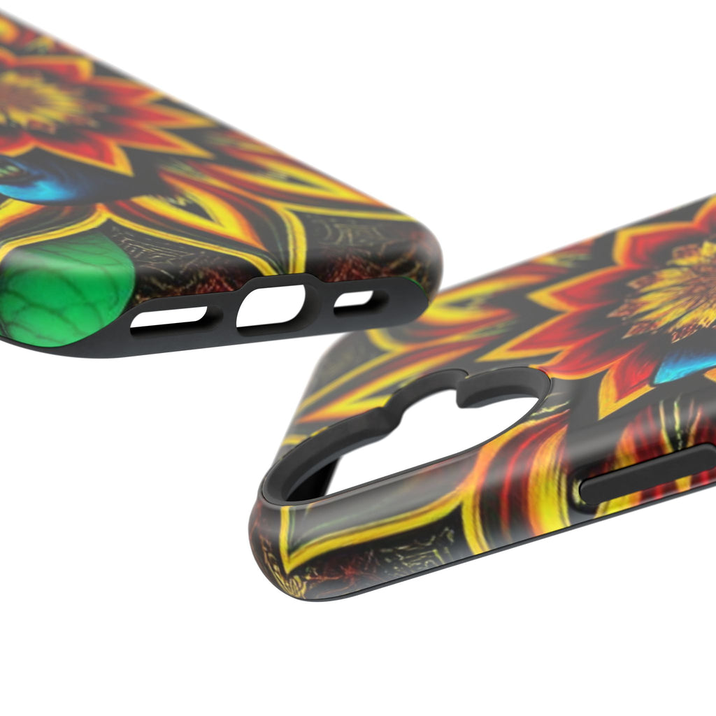 Psychedelic Skull Sunflower Phone Case — Impact-Resistant Magnetic Cover