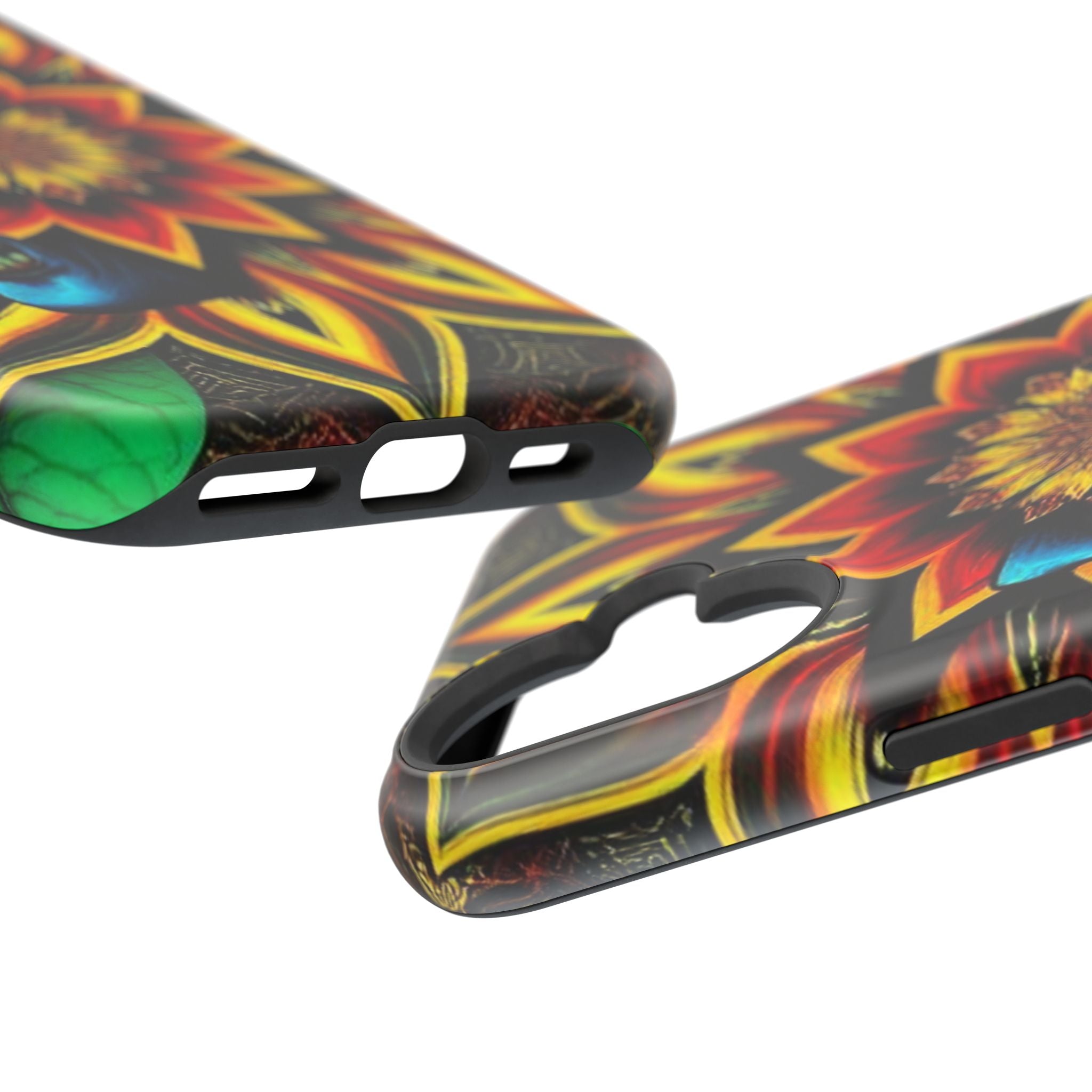 Psychedelic Skull Sunflower Phone Case — Impact-Resistant Magnetic Cover