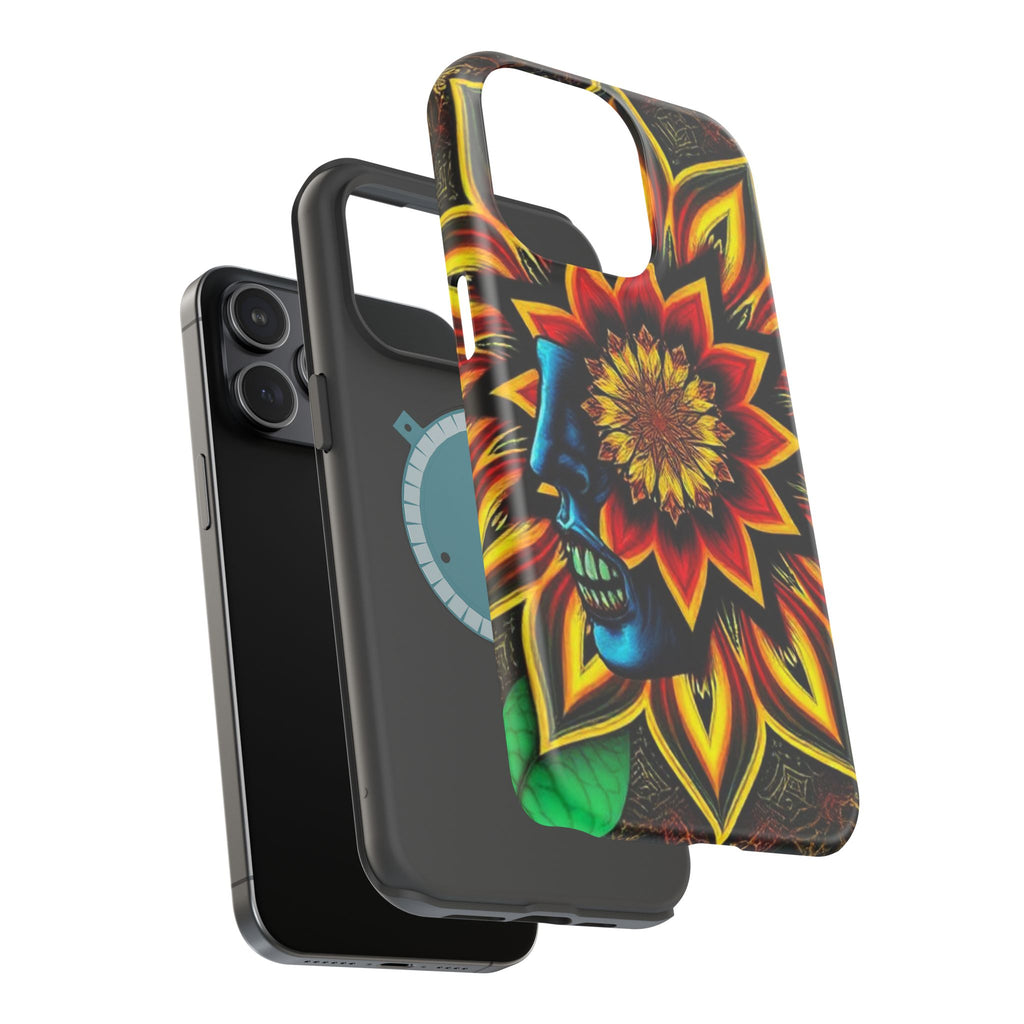 Psychedelic Skull Sunflower Phone Case — Impact-Resistant Magnetic Cover