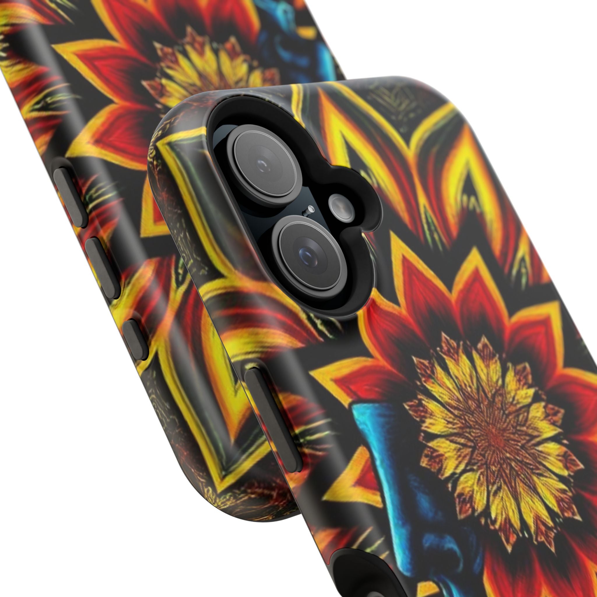 Psychedelic Skull Sunflower Phone Case — Impact-Resistant Magnetic Cover