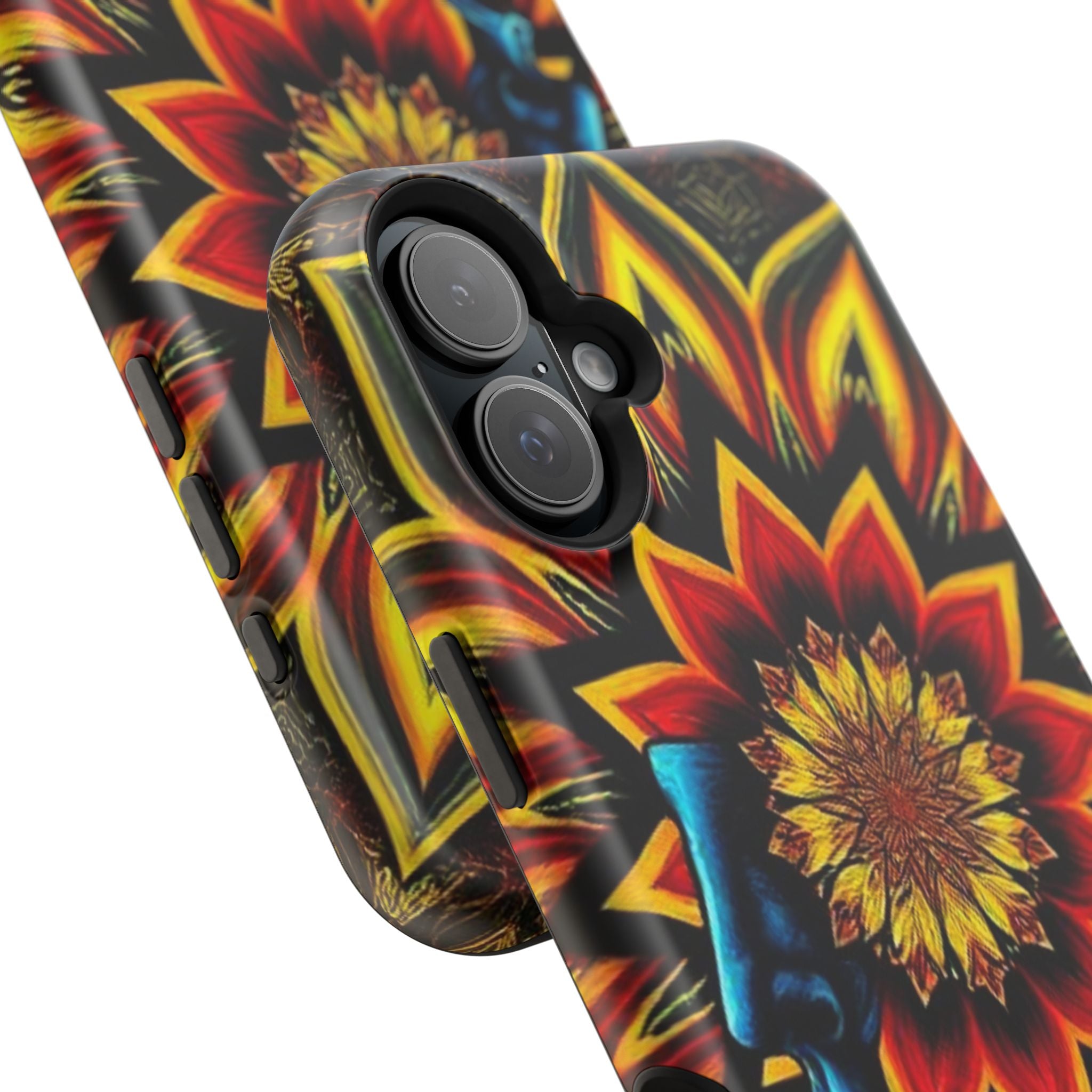 Psychedelic Skull Sunflower Phone Case — Impact-Resistant Magnetic Cover